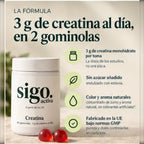 La fórmula: 3 g de creatina al día en 2 gominolas, sin azúcar añadido, fabricado en la UE